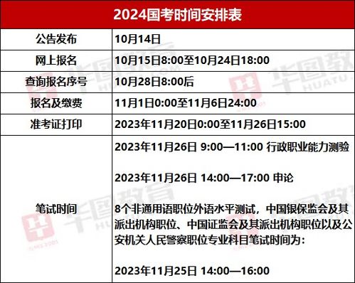 2024下半年公务员考试时间表解析，全面洞悉考试日程安排